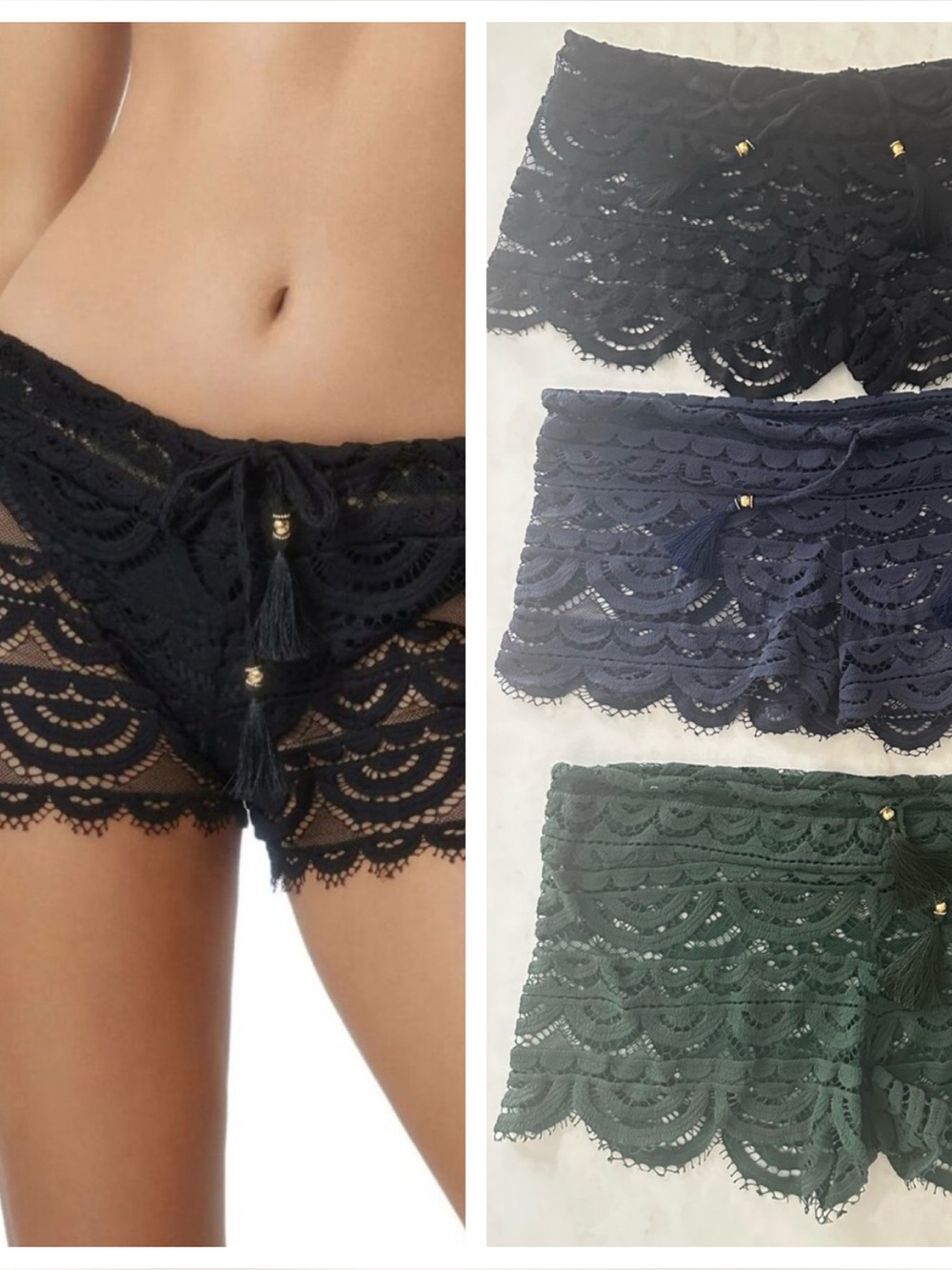 PilyQ Swim Lexi Lace Swim Cover Up Shorts Bundle 3 pairs! XS/S 34740